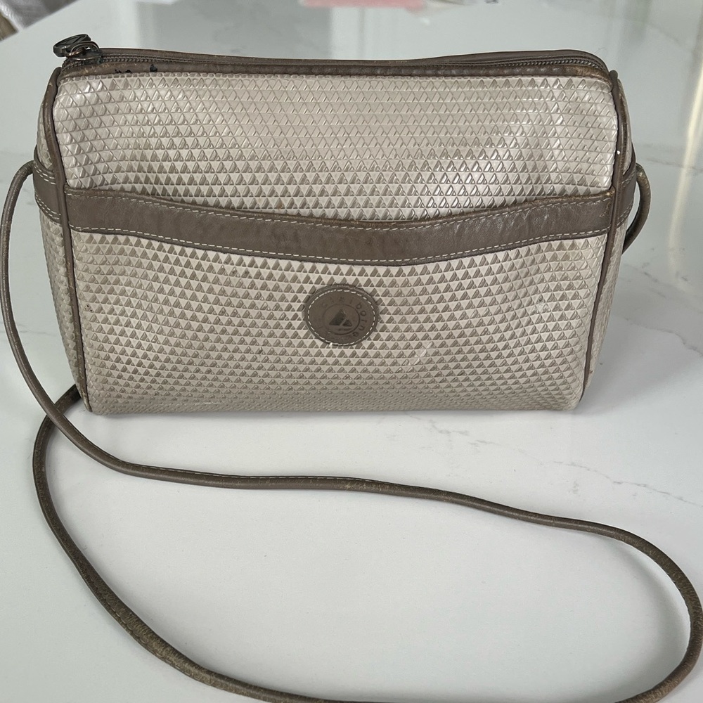 Vintage Liz Claiborne Cream and Brown Crossbody Bag